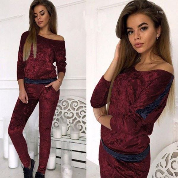 

women's tracksuits 2021 o-neck polyester direct selling spring diamond suede casual suit female round neck two-piece woman 2 piece set, Gray