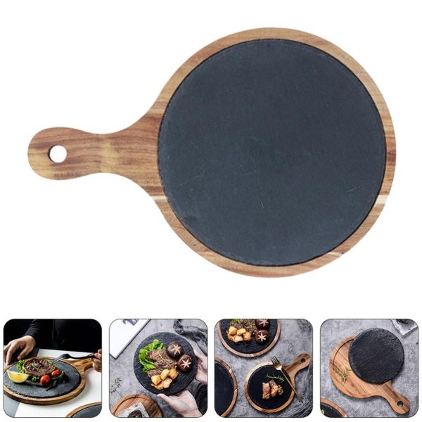

kitchen storage & organization 1pc slate steak serving plate dessert sushi tray (assorted color)