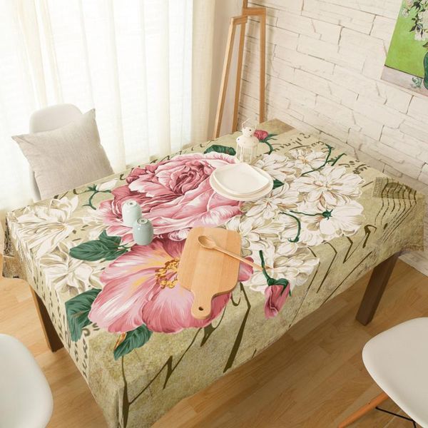 

table cloth rose flower bouquet retro tablecloth linen cotton spandex elastic dining chair slipcover kitchen cover