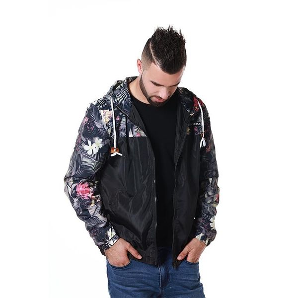 

men's jackets drop florals bomber jacket men hip hop slim fit flowers pilot coat hooded us size, Black;brown