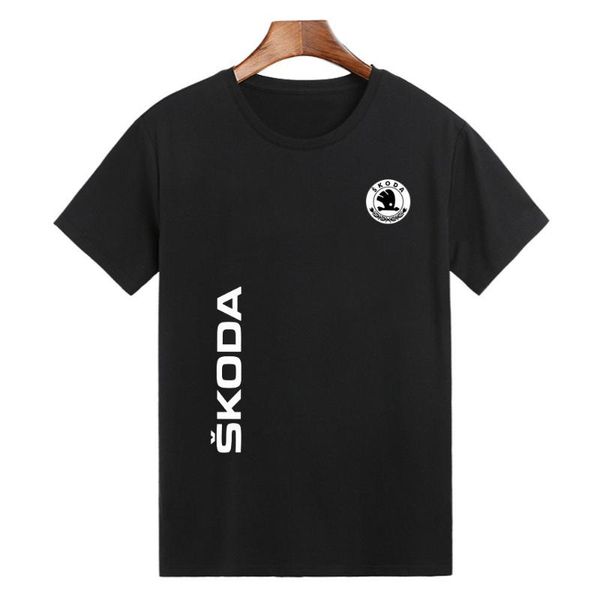 

men's t-shirts 2021 skoda custom tee shirts men summer casual punk cotton white tshirt short sleeve comfortable o-neck loose, White;black