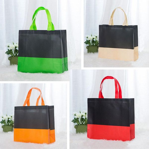 

storage bags portable reusable shopping bag large folding tote grocery non-woven double color convenient handbag eco friendly