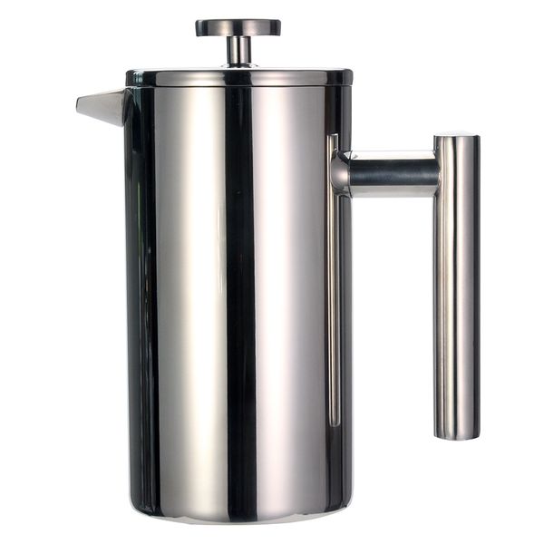 French Press Coffee Tea Maker - Stainless Steel Coffee Pot, Double Wall Vacuum Isnulated, Portable Glass Tea Brewer with Filter 210309
