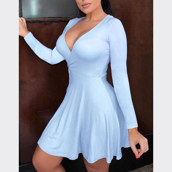 

casual dresses spring auyumn dress women solid v neck pleated vintage robe femme elegant long sleeve party office midi plus size, Black;gray