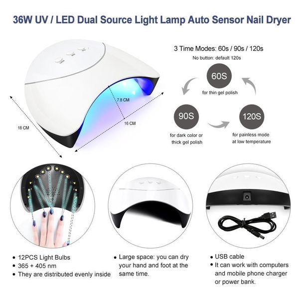 

8ml polish gel nails and 36w lamp everything new for nail art set