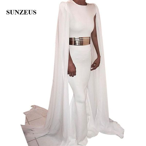 

party dresses mermaid long ivory formal with chiffon watteau train cap sleeves women evening dress elegant, White;black
