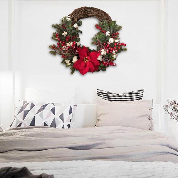 

christmas decorations artificial wreath garland american cotton wall hanging door rattan ring wedding layout venue decoration1