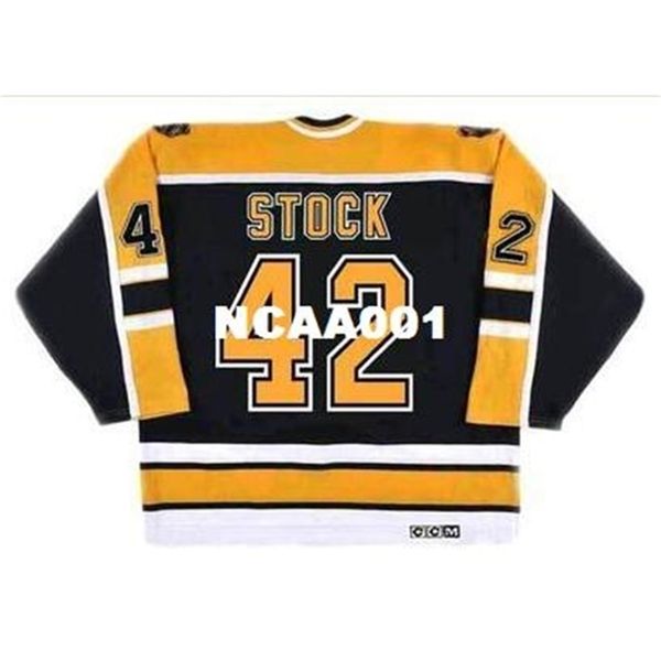 

668s #42 pj stock boston bruins 2002 ccm vintage away hockey jersey or custom any name or number retro jersey, Black