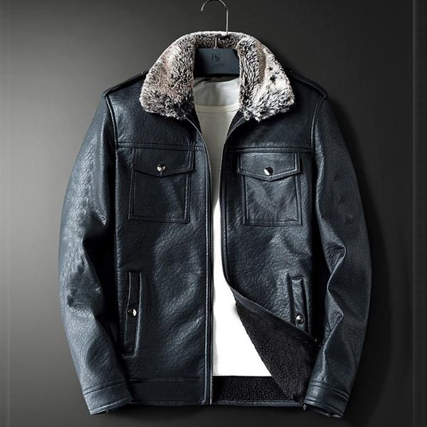 

men's jackets men jacket 2021 winter faux fur coat casual motor pu leather male spring autumn solid color vintage overcoat, Black;brown