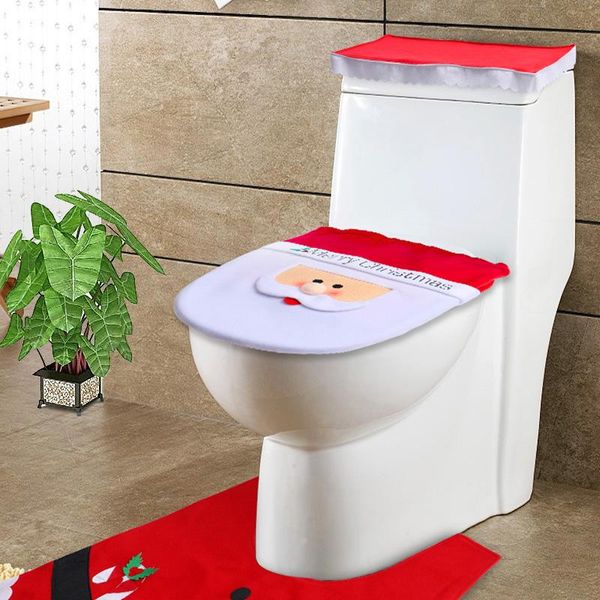 

christmas closestool cover santa claus toilet seat tissue cover set christmas decorations bathroom rugs mat toilet accessories