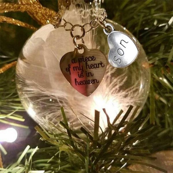 

2021 new year christmas decorations navidad gift feather ball - a piece of my heart is in heave memorial ornament decoration