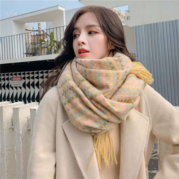 

korean xiaoxiang style scarf for female students in winter, Blue;black