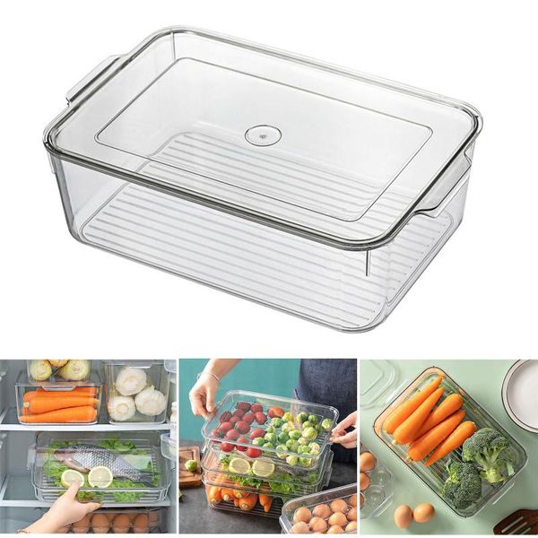 

storage bottles & jars containers with cover refrigerator drawer stackable kitchen pantry cabinet for er fridge organizer