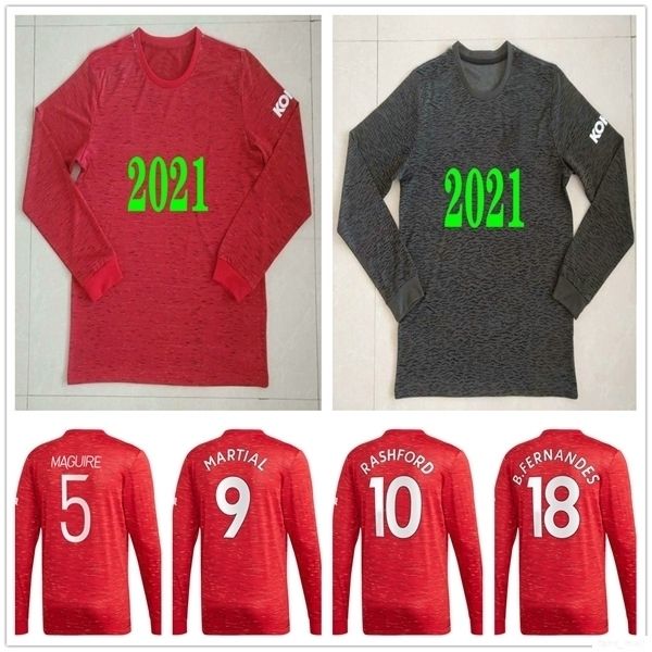 

2020 new manchester long sleeve soccer jerseys fernandes martial lingard rashford pogba customize football united utd 20 21 home away shirt, Black;yellow