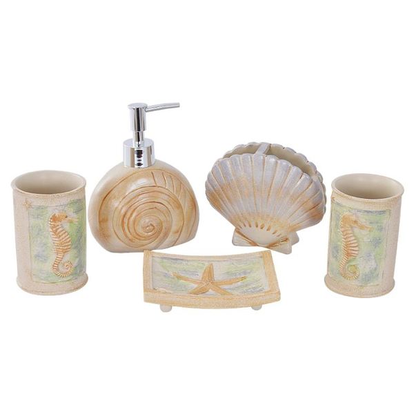 

bath accessory set ht422b resin washing suit household american village bathroom supply kit pure hand carving five piece