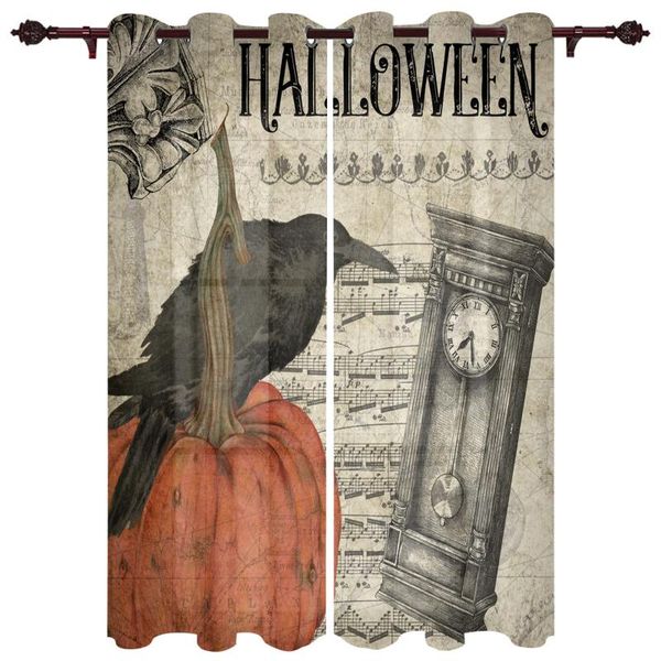 

curtain & drapes halloween pumpkin crow curtains for living room luxury