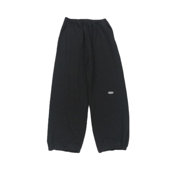 

women's pants & capris casual loose sports elastic waist trousers cotton spring and autumn style wide-leg student, Black;white