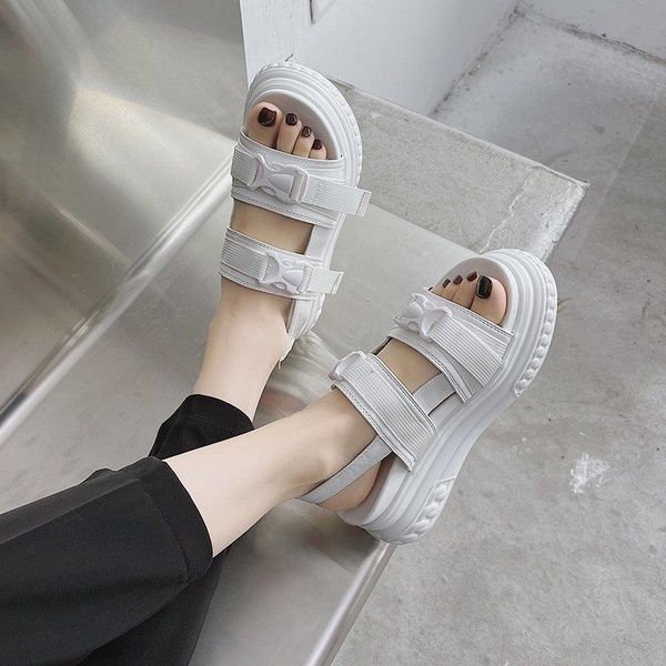 

sandals platform women open toe buckle shoes summer casual beach outdoor thick sole black beige mujer