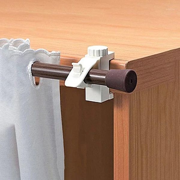 

hooks & rails 2pcs adjustable support bracket towel rod hook clip self adhesive shower curtain organized rods holder bathroom