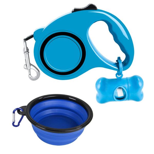 

pet supplies, retractable dog leash+garbage bag dispenser+collapsible dog bowl set