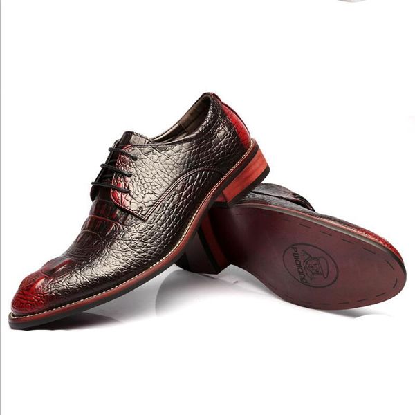 

dress shoes genuine leather mens oxford for men formal wedding business crocodile sapato social, Black