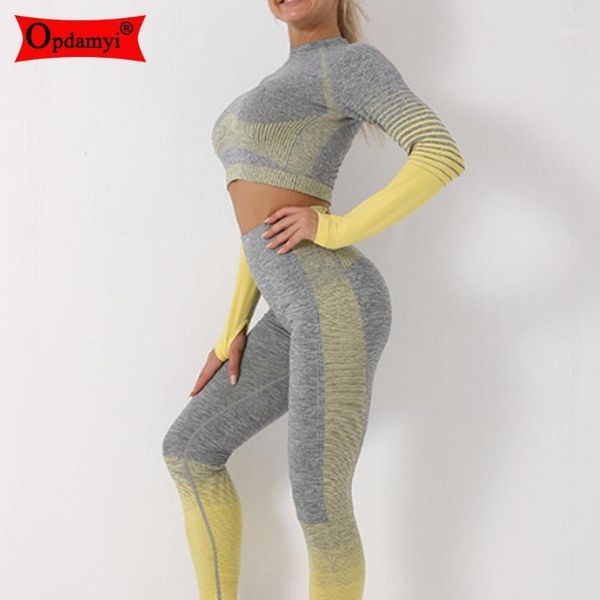 

yoga outfits autumn seamless women set 2 piece long sleeve high waist sport leggings gym clothes suit fitness sets for women1, White;red