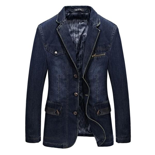 

men's jackets multi pocket denim jacket blazer suits spring autumn mens business leisure cowboy westerner male jeans coats, Black;brown
