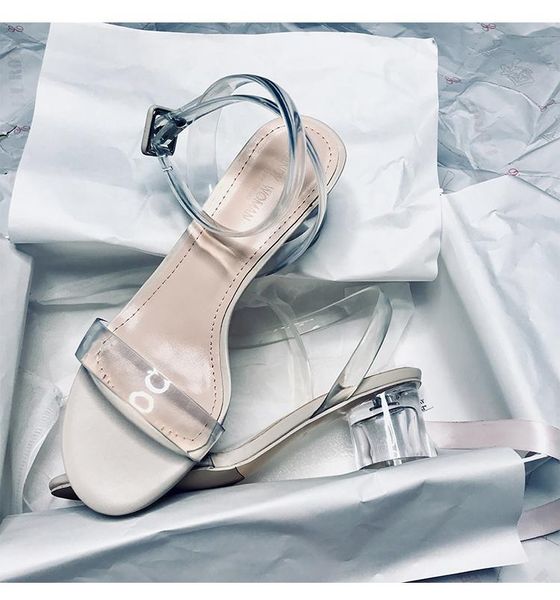 

sandals summer fashion women's transparent tape pvc women shoes rome high heel open-toe, Black
