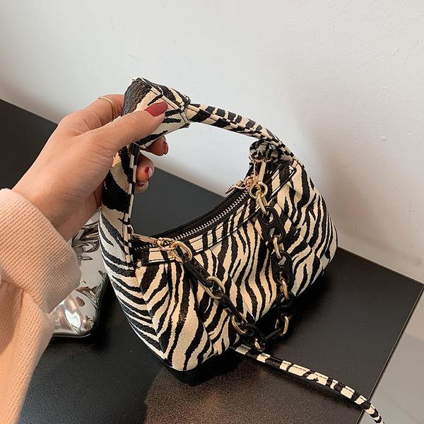 

shoulder bags niche design french style 2021 fashion folds chain messenger bag high-end zebra pattern handbag width: 19cm