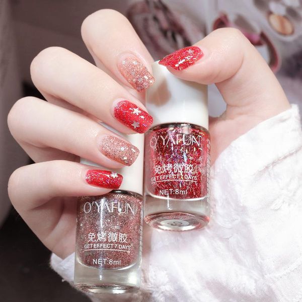 

nail polish ladies sequins water-based baking peelable 8ml tools