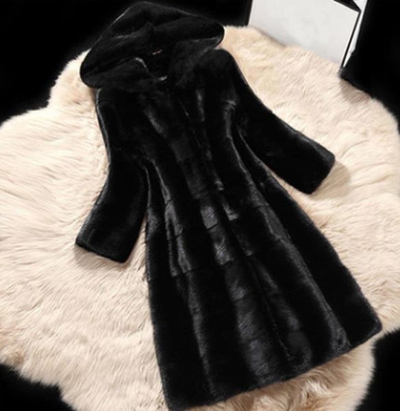 

women's fur & faux women plus size colored casual coat hood ladies autumn winter elegant pink warm soft outwear oversize jacket, Black