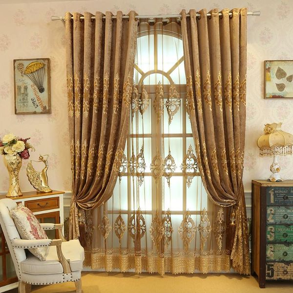 

chinese embroidered curtain european shading chenille curtain cloth for living room and for bedroom