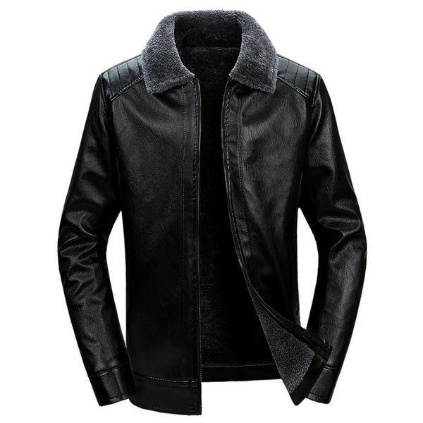 

men's leather & faux synthetic leather jacket, windproof, clothing, warm, large size, novel, winter, Black