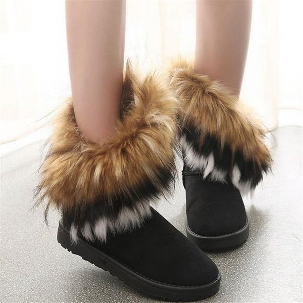 

boots jianbudan high artificial fur women warm imitation flat snow winter plush cotton, Black