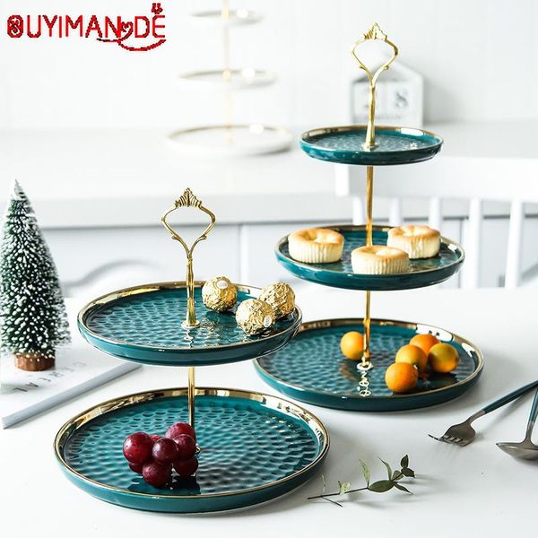 

dishes & plates european creative ceramic three-layer fruit plate cake rack dessert table home living room afternoon tea candy tray
