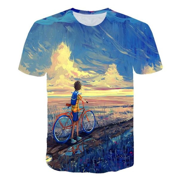 

men's t-shirts summer men t shirt slim fit active clothing printed short sleeve t-shirt hip hop gradient color funny blouse shirts 2021, White;black