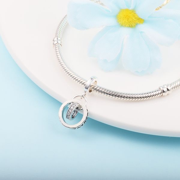 

sterling silver jewelry signature circles dangle charm fits beaded snake chain bracelets woman diy beads for make up 2021 autumn wholesale, Black