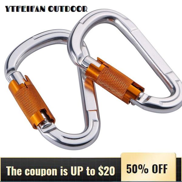 

resistance bands aviation aluminum carabiner automatic locking 25kn rock climbing d-shape buckle yoga hammock main lock outdoor swing hook