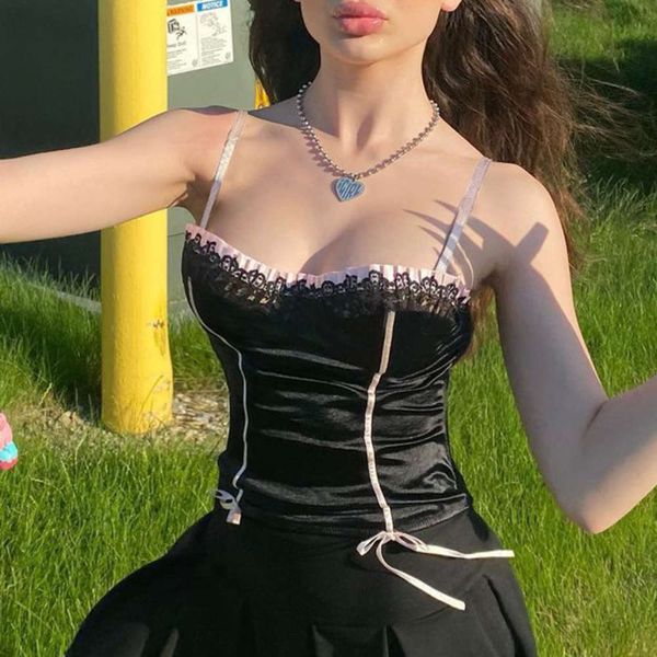 

men's 2021 spring new navel strap, slim splicing, contrast ribbon vt sling, White