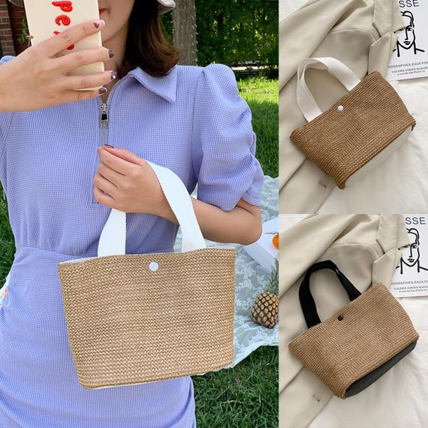 

duffel bags 1pcs women's casual fashion cute bag handbag seaside beach vacation solid color woven straw s78