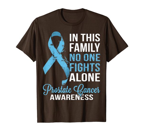 

in this family no one fights alone - prostate cancer ribbon, White;black