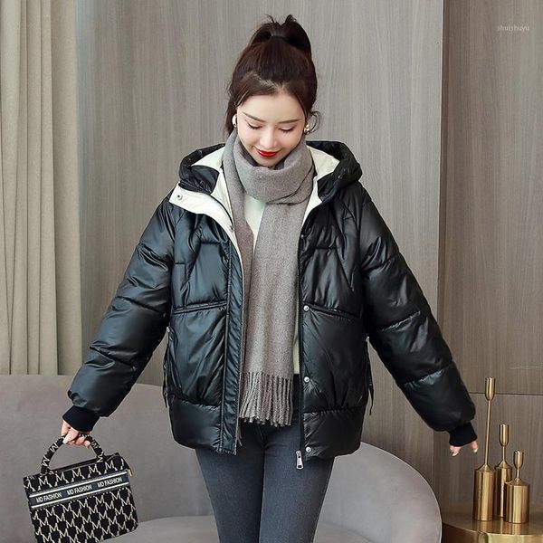 

women's down & parkas isenmal winter women coat fashion girls overcoat casual zipper short student solid autumn female cotton padded ja, Black