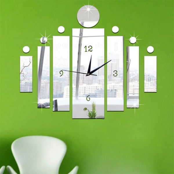 

mirror wall clock stickers diy rectangular 3d stereo mute clock wall stickers for home decoration elegant no noise
