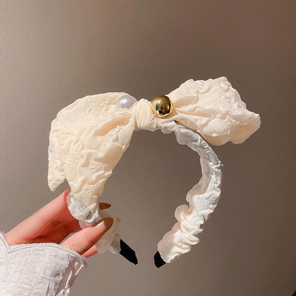 

hair clips & barrettes lovoacc sweet pleated cloth bowknot headband for women girls cute big cross knotted beads pearl hairbands everyday ac, Golden;silver