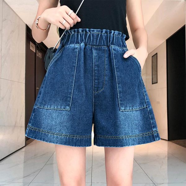 

women's jeans plus size lady fashion high waist denim shorts female summer clothes+large pockets dark blue women vintage bull-puncher k