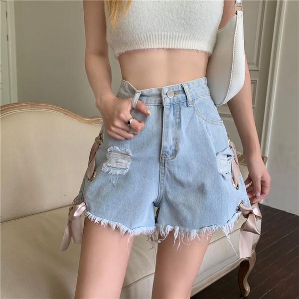 

women's jeans summer loose high waist denim shorts women, Blue