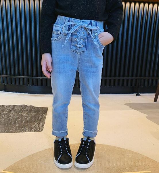

2021 new arrival girls denim long pants spring fashion girls jean pants 2-7 years yx107, Blue