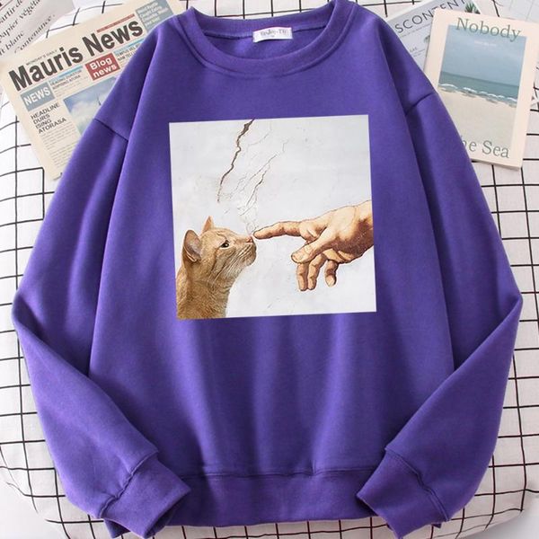 

men's hoodies & sweatshirts 2021 cartoon cat printing clothing men fashion oversized hoodie anime casual swetshirt loose personality pu, Black