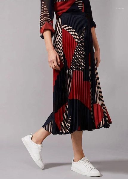 

skirts skirt 2021 women spring and summer printed stitching midi, Black
