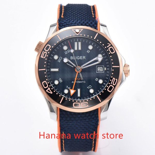 

corgeut fashion round lightning automatic crossing clock games hands 41 mm sapphire glass blue tablet date window rubber strap, Slivery;brown
